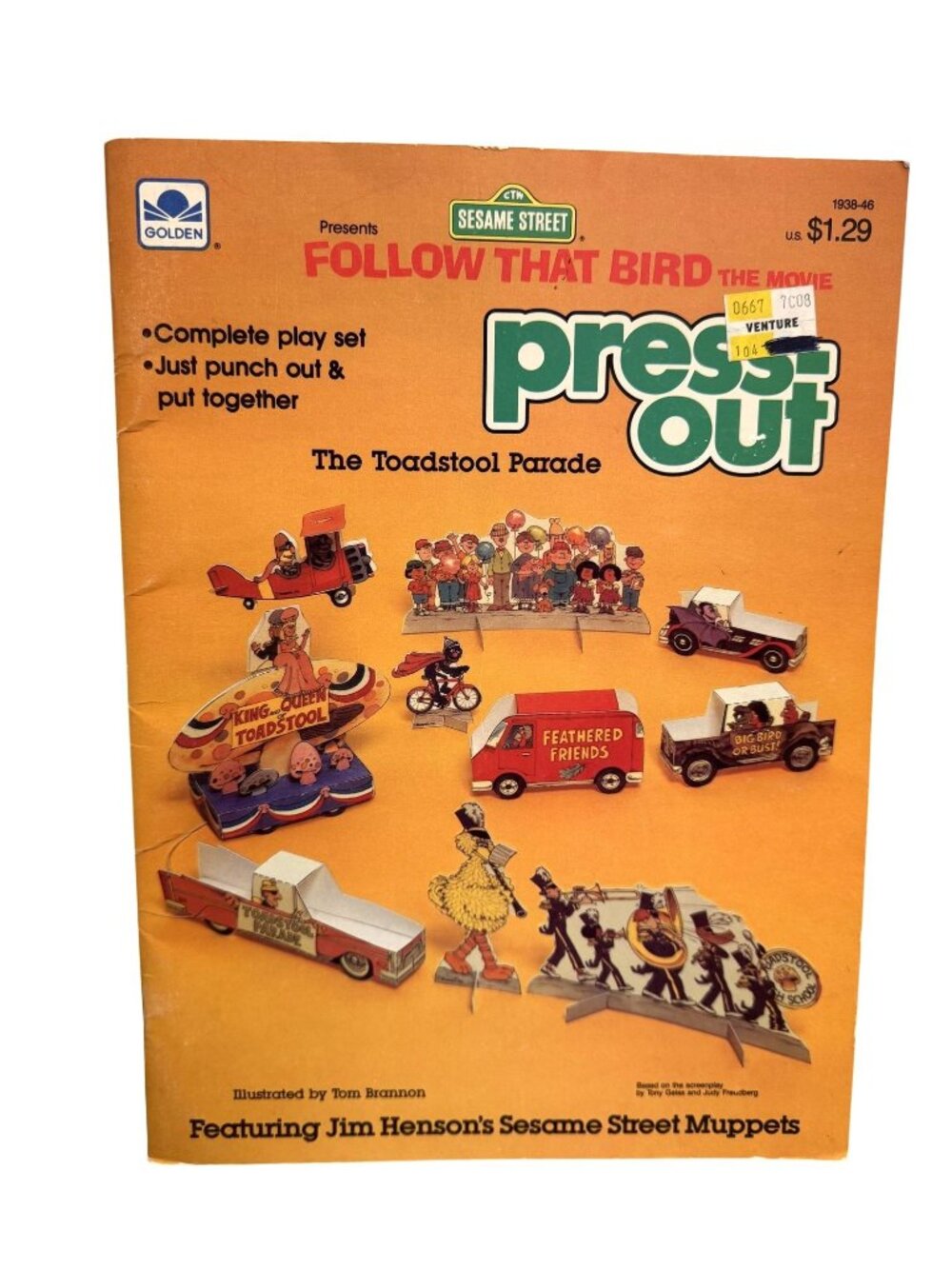 VTG 1985 Golden Sesame Street FOLLOW THAT BIRD PRESS-OUT Toadstool Parade Missin